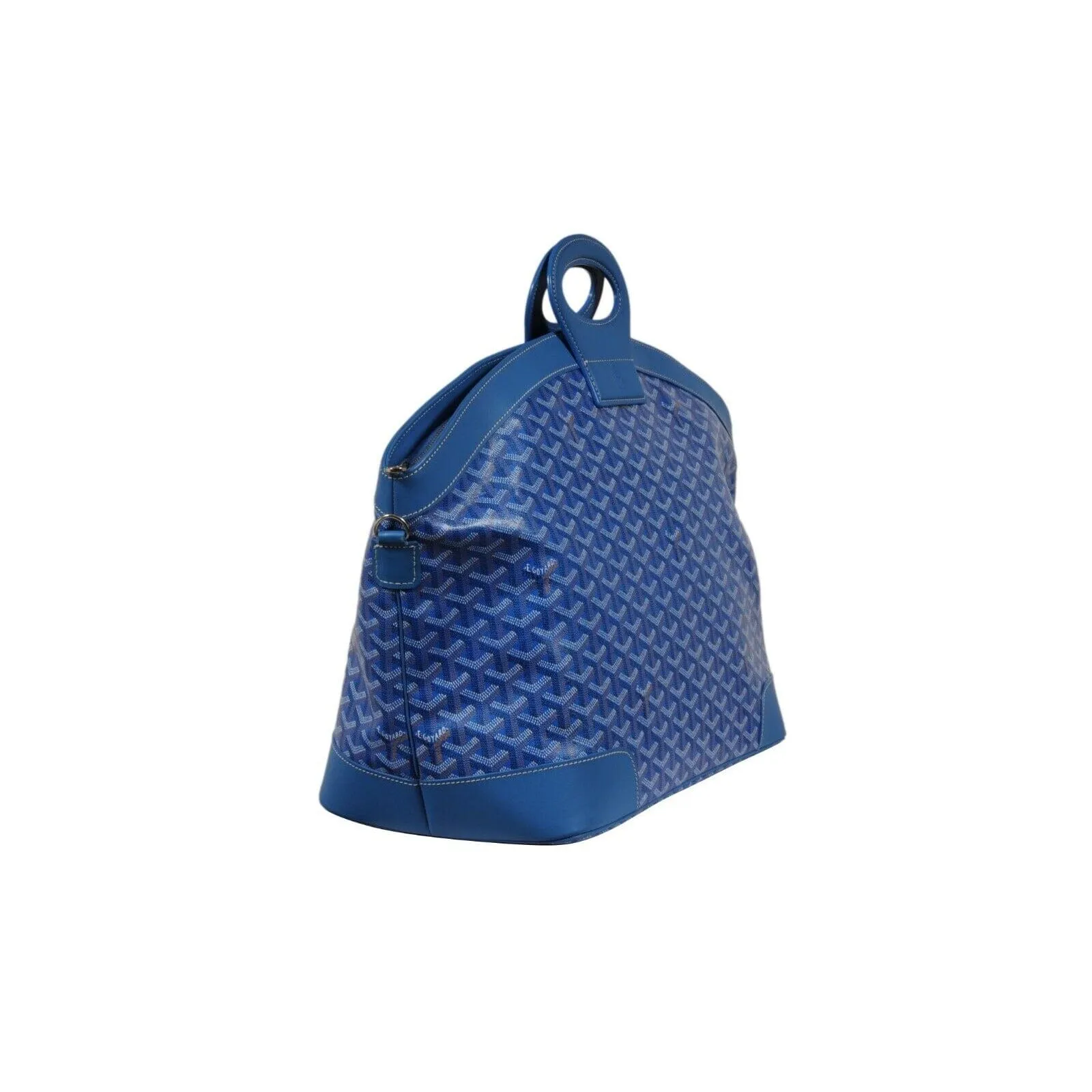 Goyard Beluga MM Handle Bag Blue Goyardine Leather Carry On Duffle Weekend