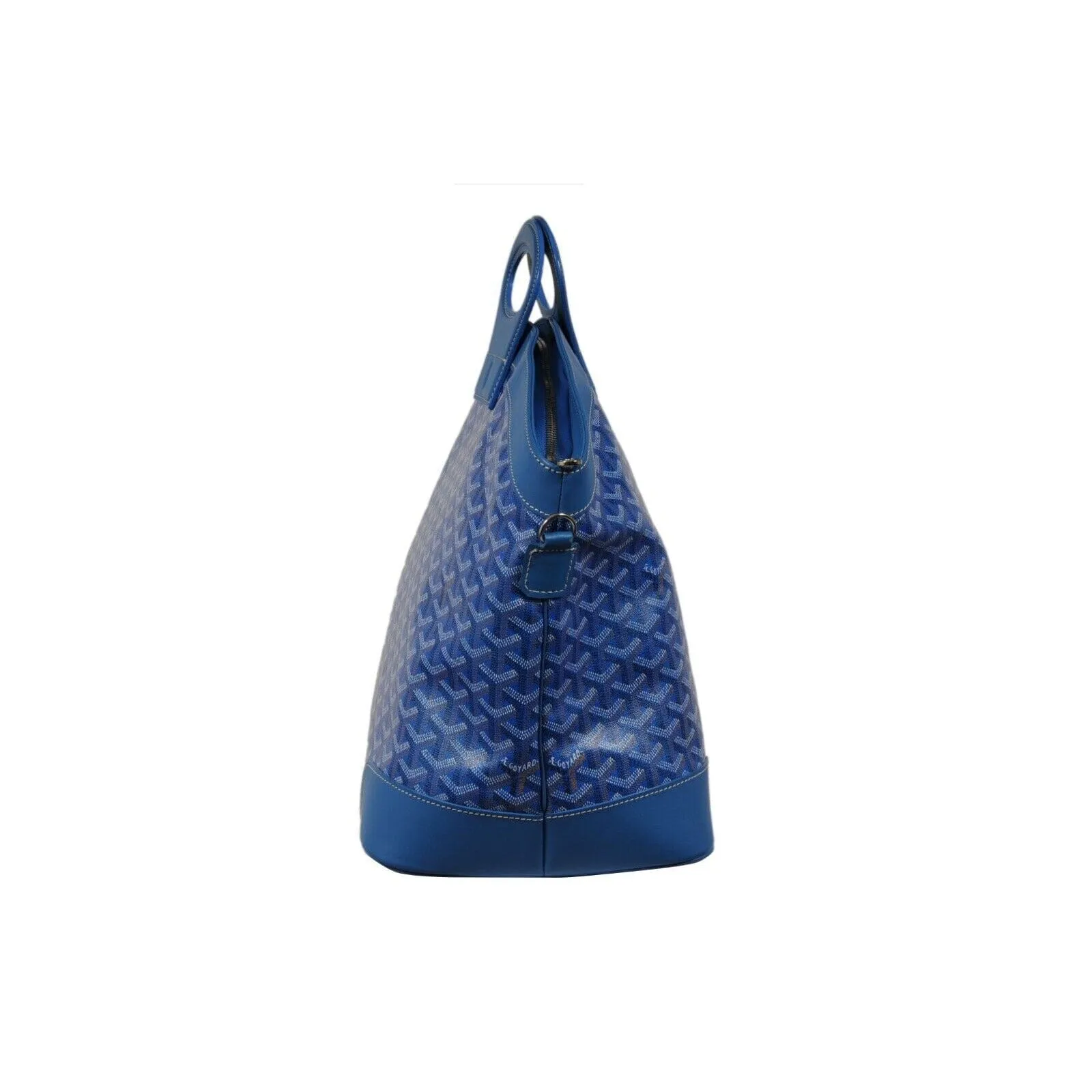 Goyard Beluga MM Handle Bag Blue Goyardine Leather Carry On Duffle Weekend