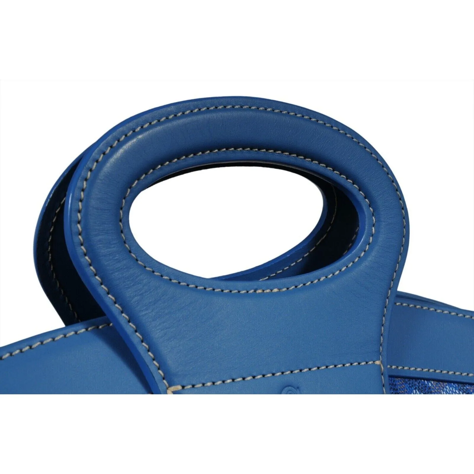 Goyard Beluga MM Handle Bag Blue Goyardine Leather Carry On Duffle Weekend