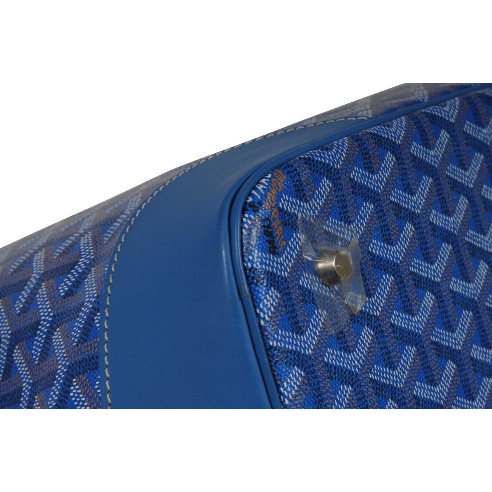 Goyard Beluga MM Handle Bag Blue Goyardine Leather Carry On Duffle Weekend