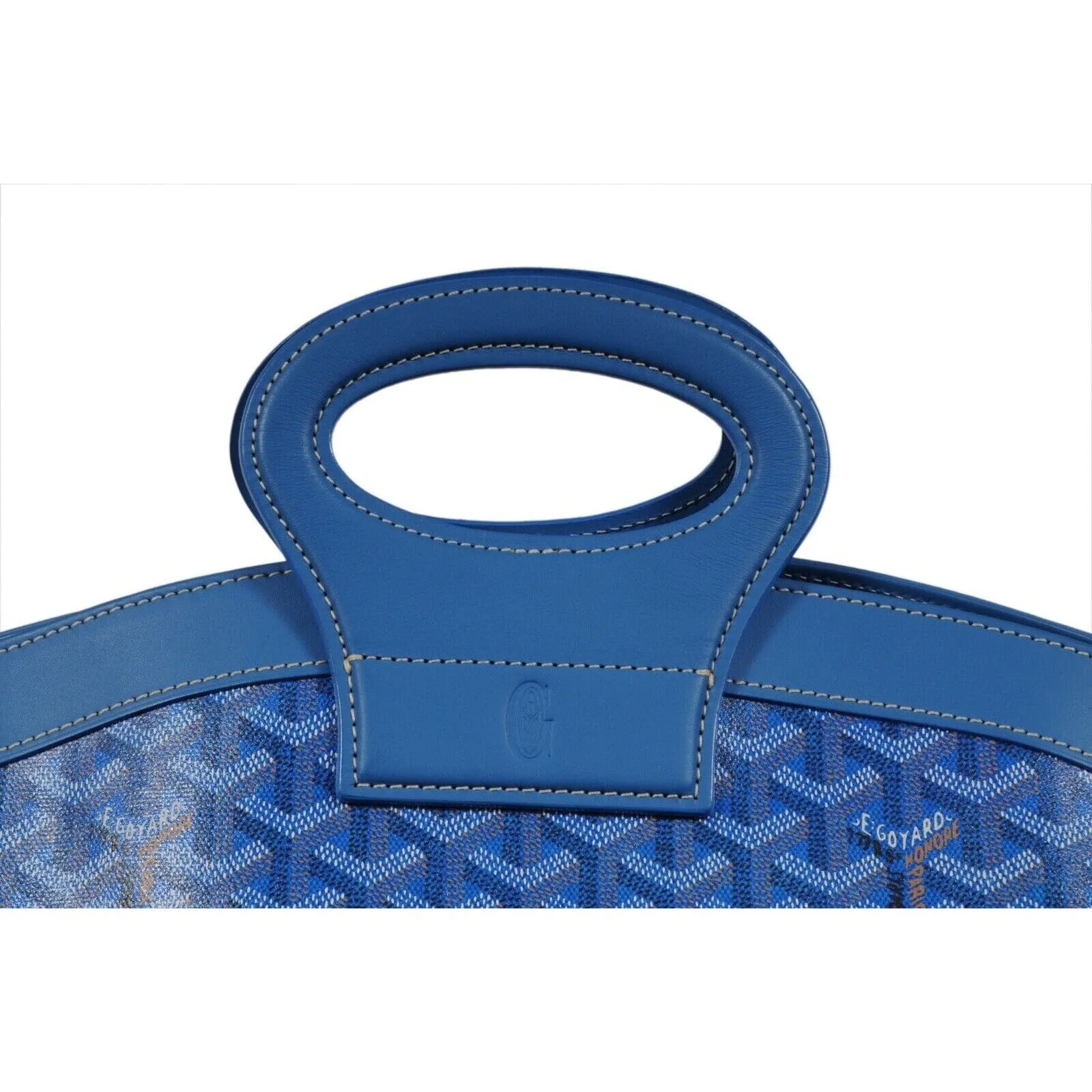 Goyard Beluga MM Handle Bag Blue Goyardine Leather Carry On Duffle Weekend