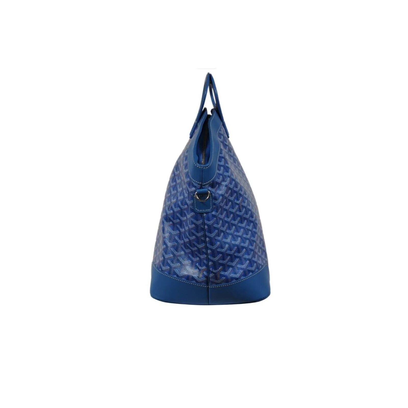 Goyard Beluga MM Handle Bag Blue Goyardine Leather Carry On Duffle Weekend