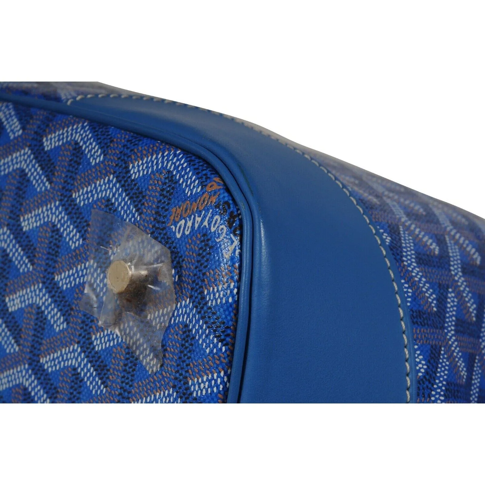 Goyard Beluga MM Handle Bag Blue Goyardine Leather Carry On Duffle Weekend
