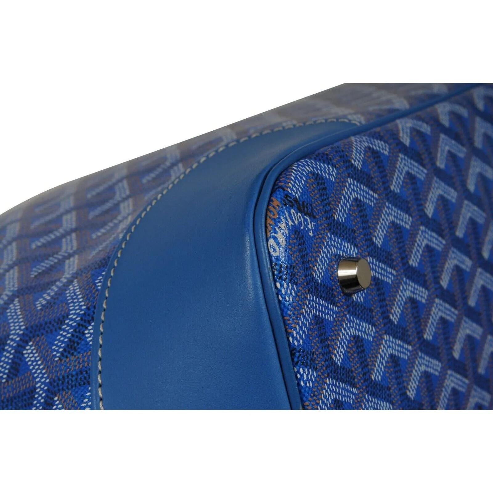 Goyard Beluga MM Handle Bag Blue Goyardine Leather Carry On Duffle Weekend